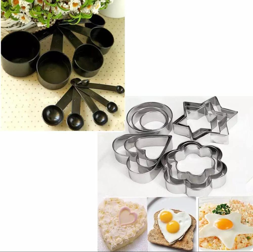Black Kitchen Measuring Set with Stainless Steel Cutters
