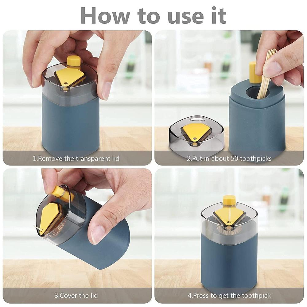 Automatic Toothpick Dispenser Dark Blue Plastic 150Pcs