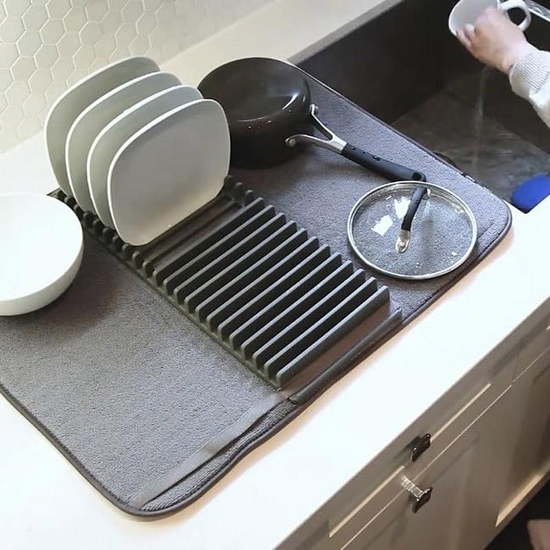 Silicone Dish Drying Rack with Plate Holder