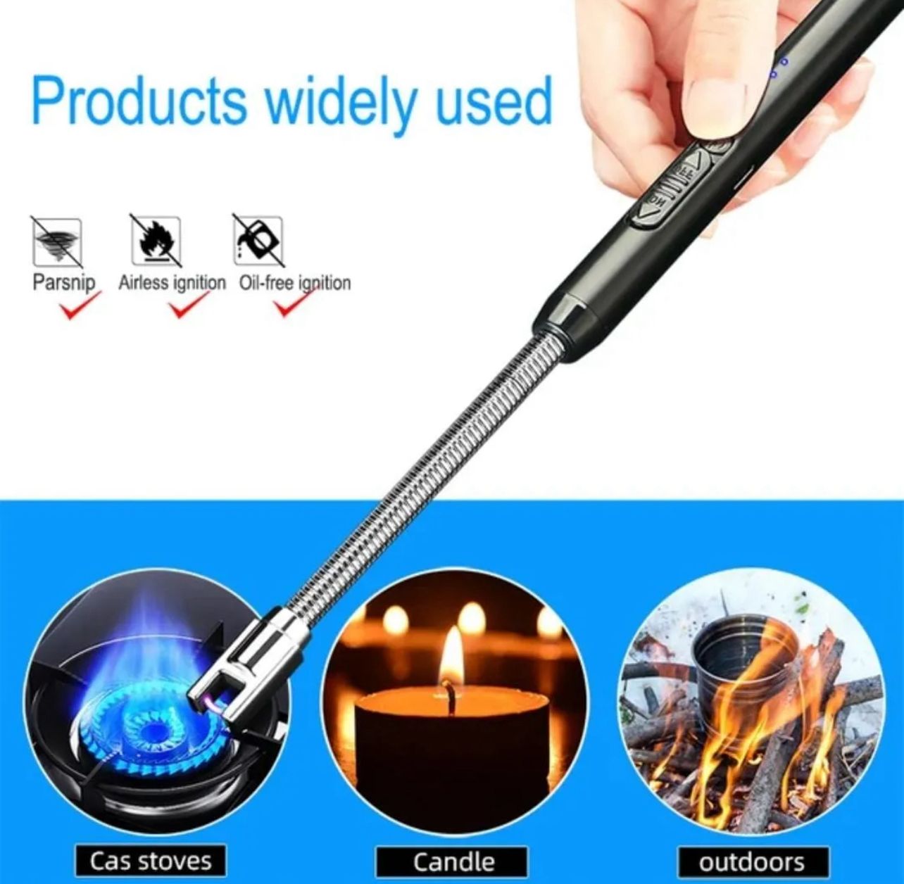 360? Outdoor Kitchen Lighter | USB Rechargeable Electronic Arc Lighter With Flexible Neck, Safety Lock (Random Color)