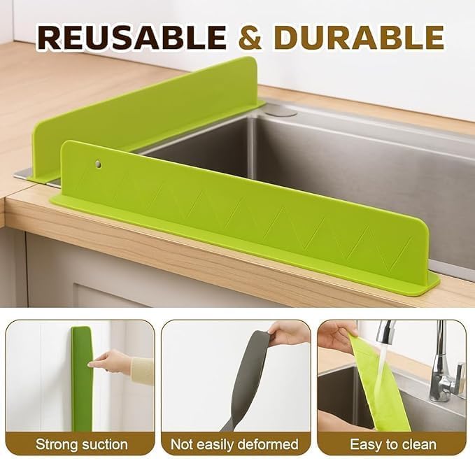 Silicon Sink Splash Guard Durable Quality Flexible Design Comfortable Use Reliable Utility (Random Color) (With Suction Cups)