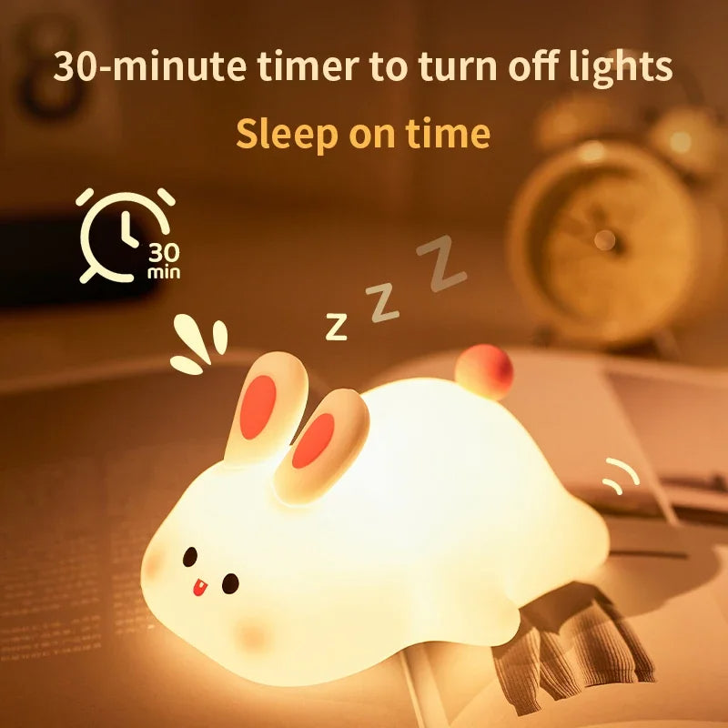 Cute Rabbit Silicone Lamp �Soft Touch Night Light for Kids & Home Decor