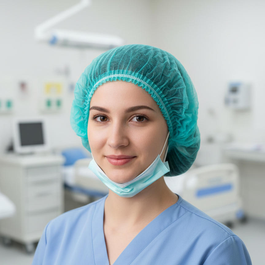 Disposable Surgical Cap �Breathable Non-Woven Head Cover for Medical & Hygiene Use (Pack of 100Pcs)