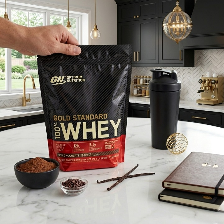 Optimum Nutrition ON Whey Powder Gold Standard Chocolate Flavor 1kg 2lbs Pouch For Muscle Gain