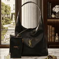 Luxury YSL Imported Tote Bag (Large Capacity) �High-Quality Black Leather Shoulder Bag with Pouch | Premium Designer Bag( without box)