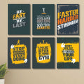 6 PC Wall Decor Cardboard Phototiles With Double Sided Back Sticking �Gym Hardest Quotes(8*11size)