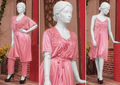 3 Pcs Luxury Silk Nightwear Set with Lace Trim �Satin Sleepwear for Women SKU R-008 (Color Red Free Size)