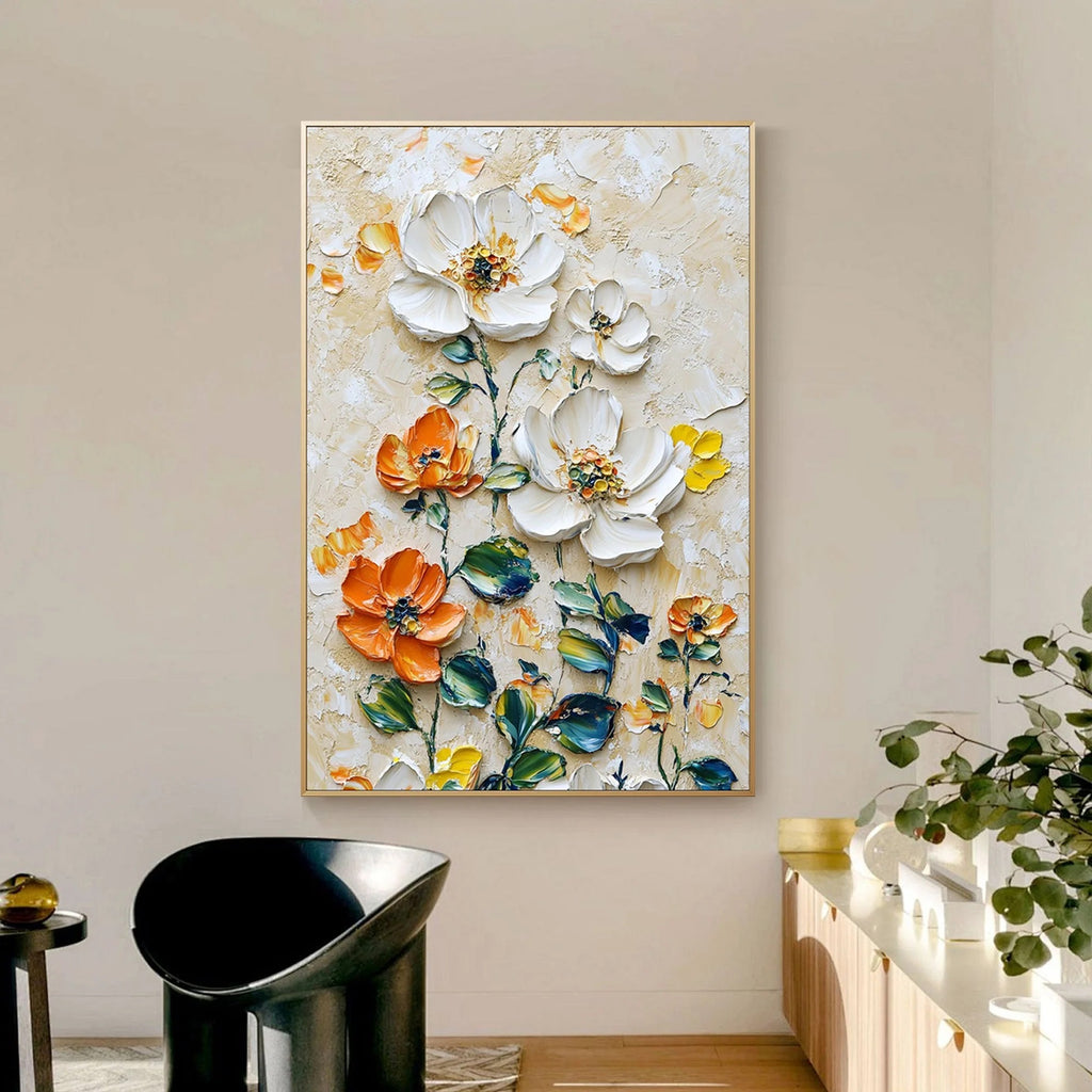 Vertical Floral Canvas Painting �Wild Garden Wall Art for Home & Office D?or