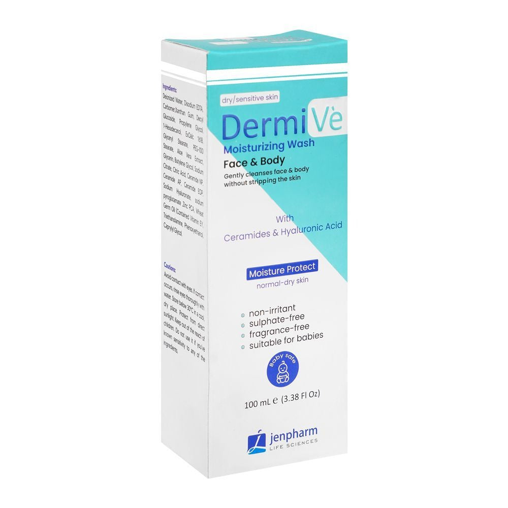 Dermive Moisturizing Wash Face And Body Gentle Formula Reliable Quality Provides Hydration - 100ML