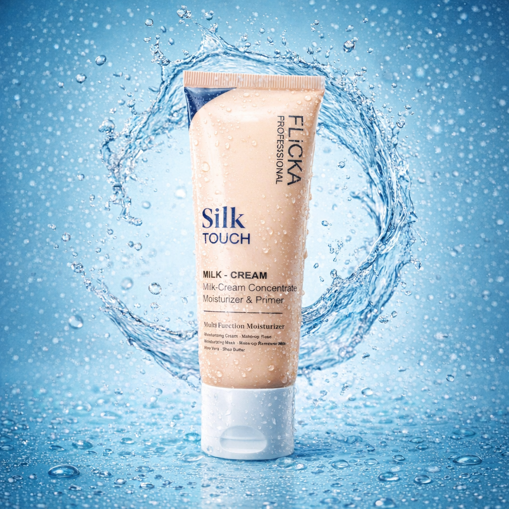 FLICKA Professional Silk Touch Milk-Cream Concentrate 60g | 3-in-1 Moisturizer, Primer & Makeup Base | Multi-Function Hydrating Face Cream