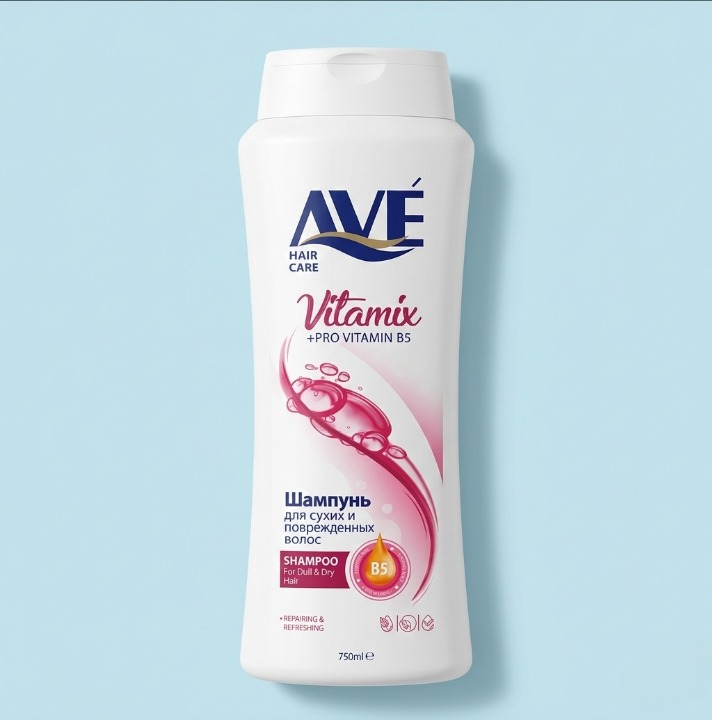 AVE Shampoo 750ml �Made in Iran with Multivitamin Extract for Strong and Healthy Hair