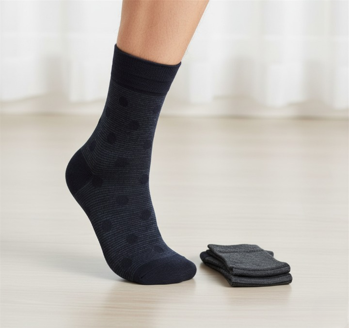 2 Pair Woolen Summer Socks For Men �Soft, Breathable, And Comfortable Daily Wear Socks For All-Season Use (Random Design)