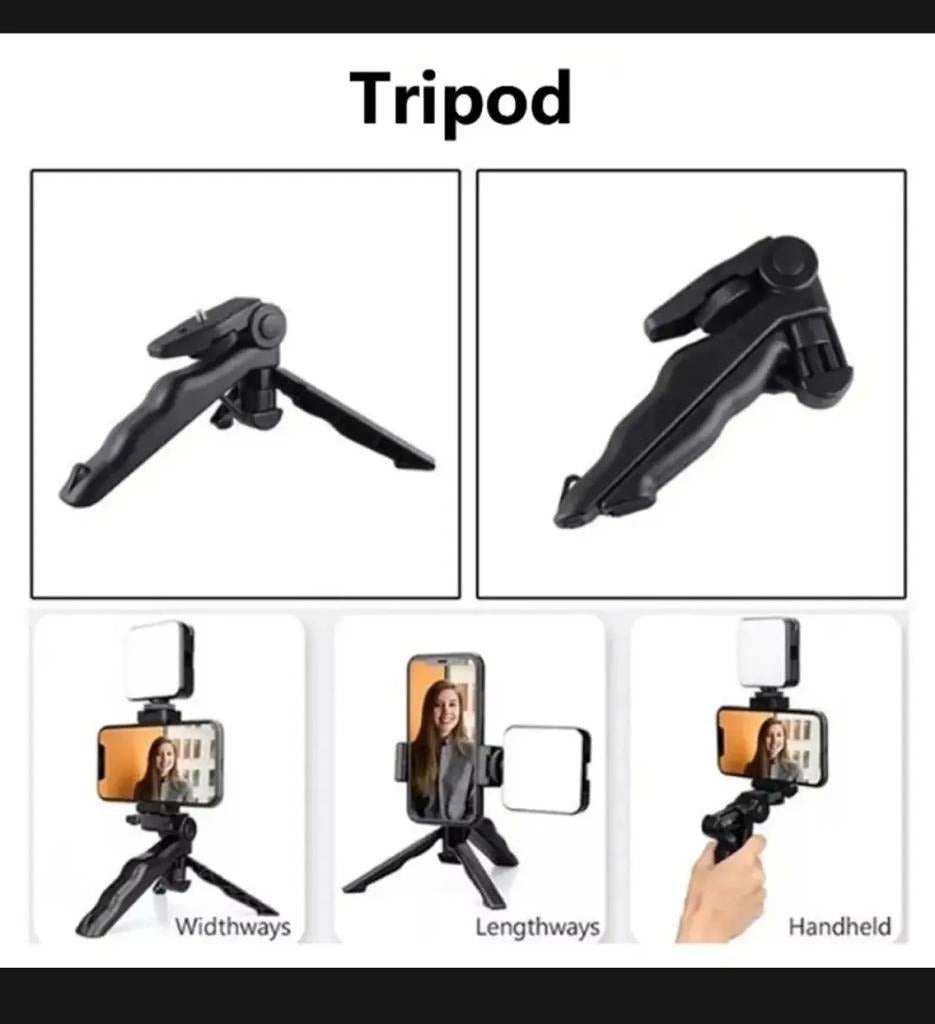 AY-49 Vlogger Kit | Microphone, LED Fill Light, Mini Tripod & Mobile Holder with Remote �Complete Video Making Set for Vlogging With Bluetooth Remote