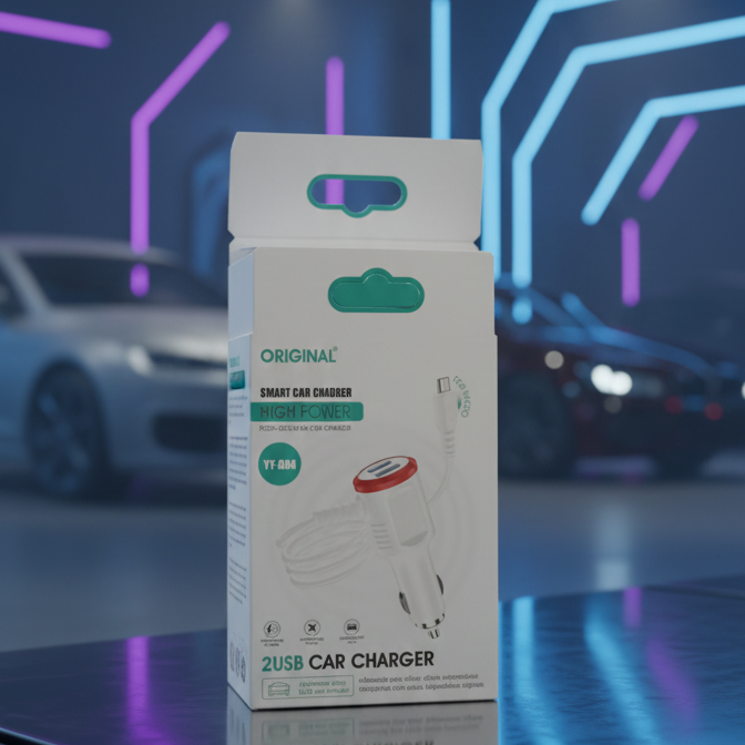 YY 004 2USB Smart Car Charger Providing Fast Charging Dual Port Reliable Performance Durable Quality (Random Color)