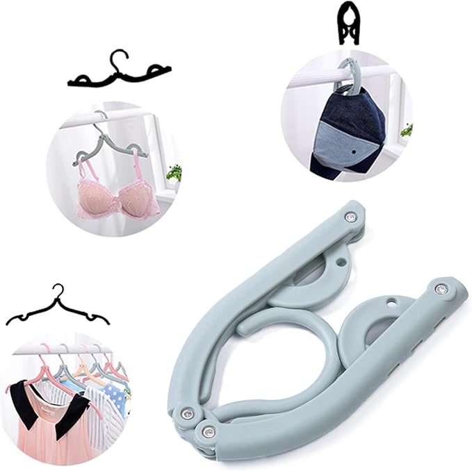 Portable Folding Clothes Hangers with Slots �Pack of 10 Durable Travel-Friendly Hangers. ( Random Colour )