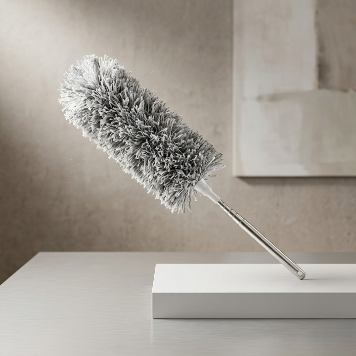 Grey Microfiber Flexible Duster �Extendable & Bendable Cleaning Tool with Telescopic Pole for High Ceilings, Fans, and Tight Corners
