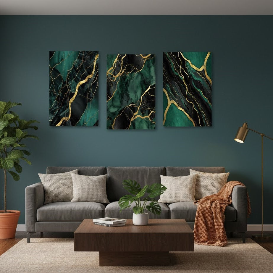 3 Pc Marble Design Phototiles Wall Art Set | Elegant Self-Adhesive | Premium Smooth Finish | Size 8x11