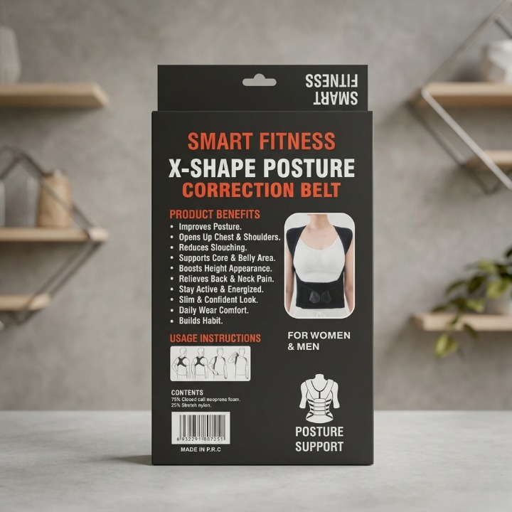 Smart Fitness X-Shape Posture Correction Belt �Back & Shoulder Support for Men & Women