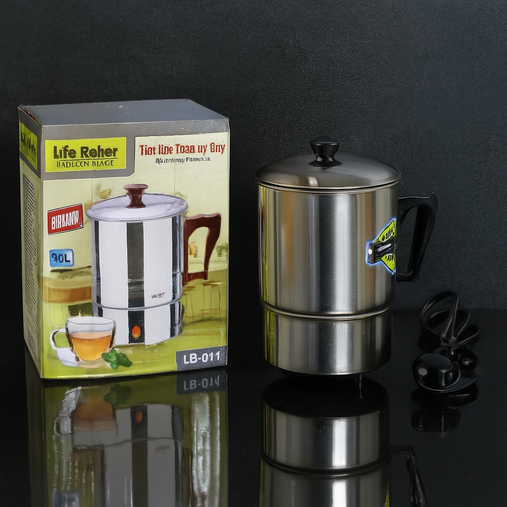 Life Relax Electric Water Kettle 1.0L �Stainless Steel Electric Heating Cup LR-014 | 350W Portable Electric Water Boiler for Tea, Coffee, Milk & Food