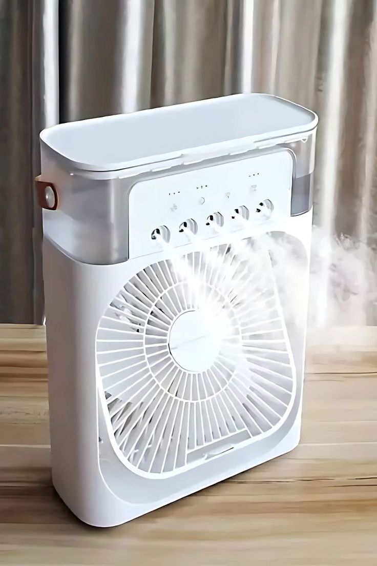 Multi-Function Portable Desktop Air Cooler Fan �High-Velocity Cooling with LED Lighting, Adjustable Speed, and Built-in Humidifier Mist (Size 10 Inch)