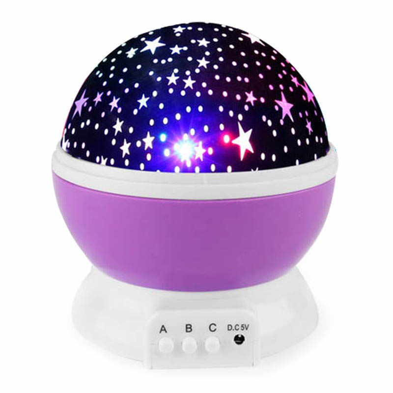 360? Rotating Star Master Projection Lamp | USB/Battery Operated | LED Moon & Starry Sky Night Light (Random Colour)