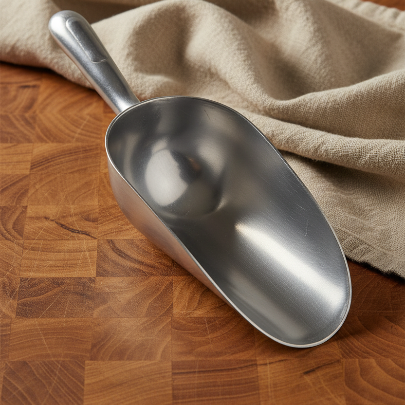 Durable Cast Aluminum Utility Scoop | Heavy-Duty Multi-Purpose Metal Scoop for Kitchen, Baking, Ice, Grains, Flour, Pet Food & Household Use