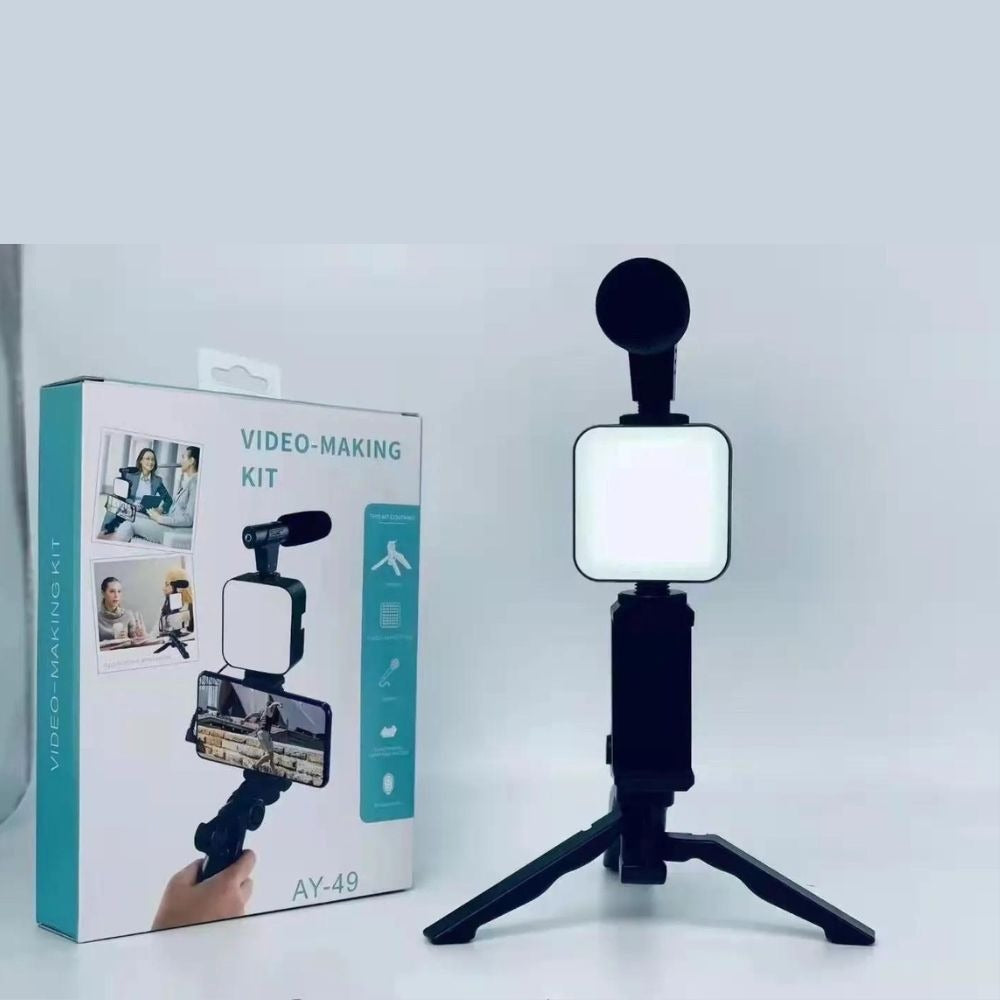 High Quality Vlogging Kit | Mobile & DSLR Accessories | Tripod, Mic & 360? LED Video Recording Setup