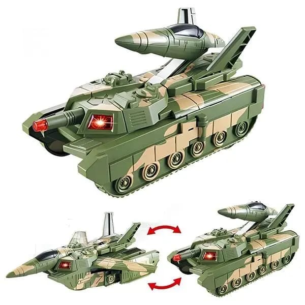 2-in-1 Military Aircraft & Tank Toy | Transformable Fighter Jet & Tank | Durable & Safe for Kids (random colour)