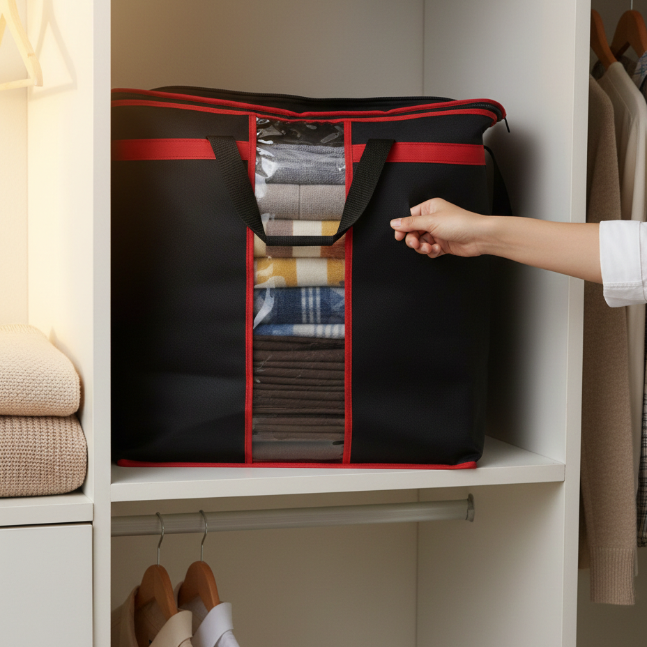 Large Storage Bag Organizers �Heavy-Duty Clothes & Blanket Storage Solution | Foldable, Spacious, Durable