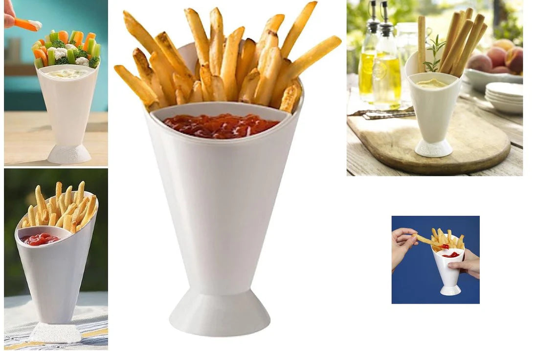French Fries Cup potato Fries Holder with ketchup Holder for Sauce (Random Color )