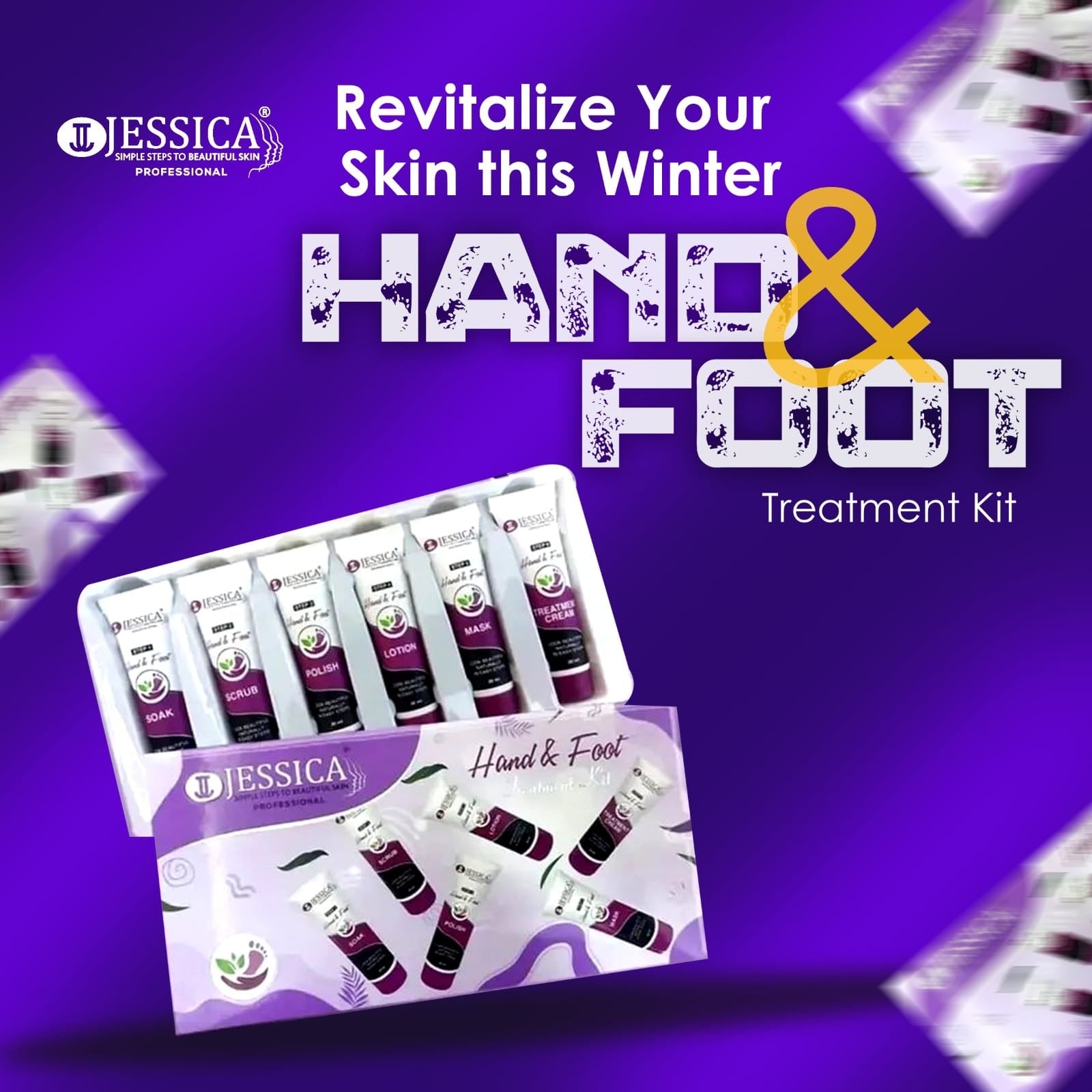 Jessica Hand & Foot Treatment Kit �30ml Each Tube | Complete 6-Step Professional Care Set