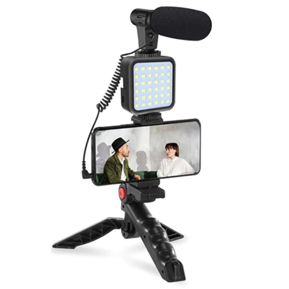 High Quality Vlogging Kit | Mobile & DSLR Accessories | Tripod, Mic & 360? LED Video Recording Setup