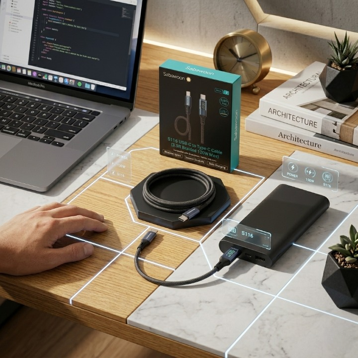 120W Digital Display Fast Charging Cable �Full Original High Speed Braided Charging & Data Cable
