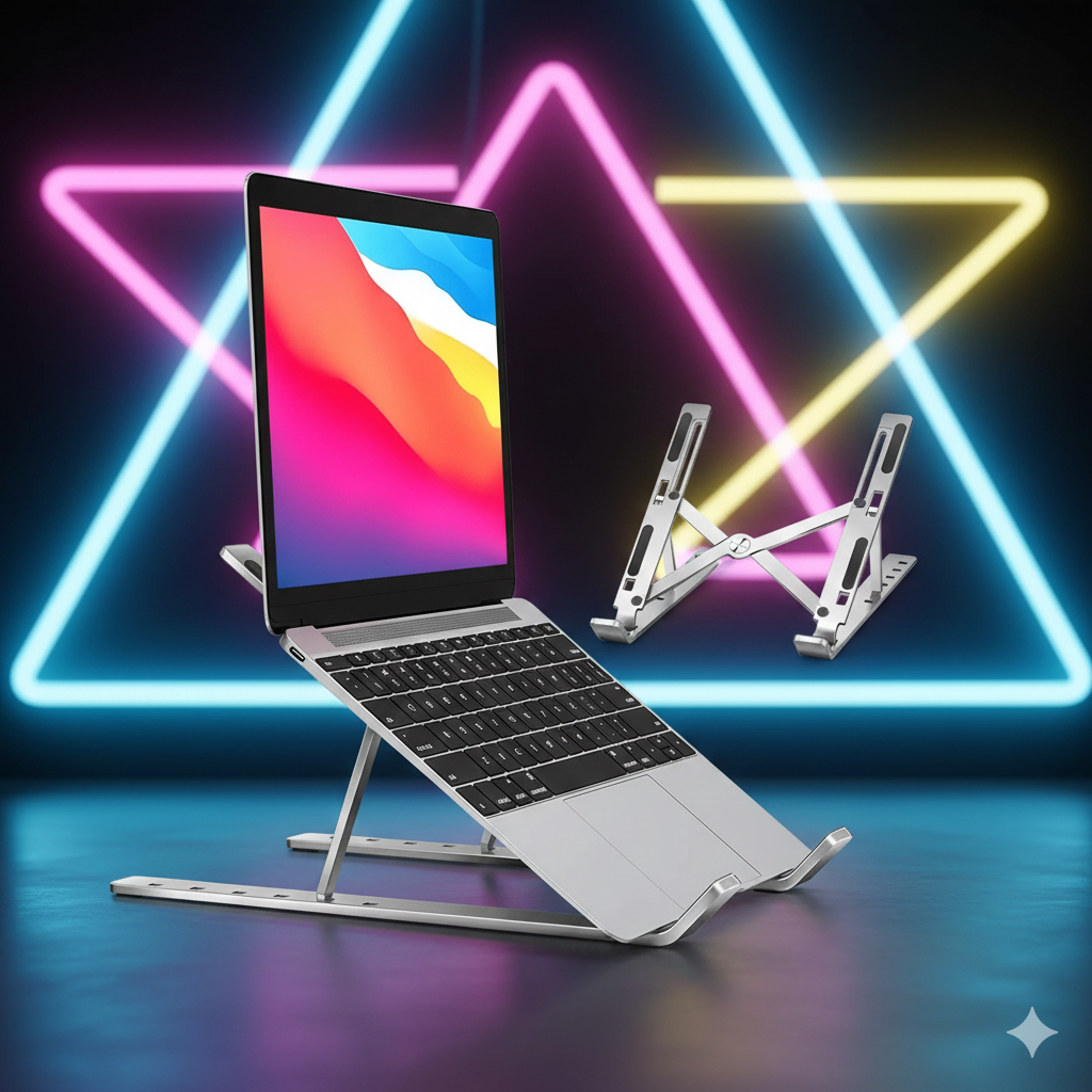 Speed-X Professional Adjustable Aluminium Laptop Stand �Heavy Duty 16 Inch Height, Foldable & Portable (6 Angles)