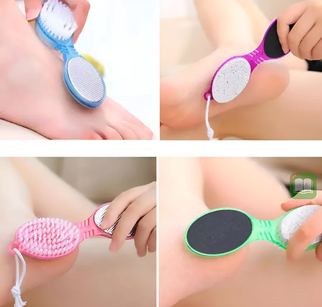 4 In 1 Foot Scrubber | Multi Use Pedicure Paddle Brush �4 Step Pedicure Cleanse, Scrub, File And Buff (random Color)