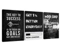 set of 3 Motivational sticky canvas frames for wall decore / sticky phototiles for office and home workplace