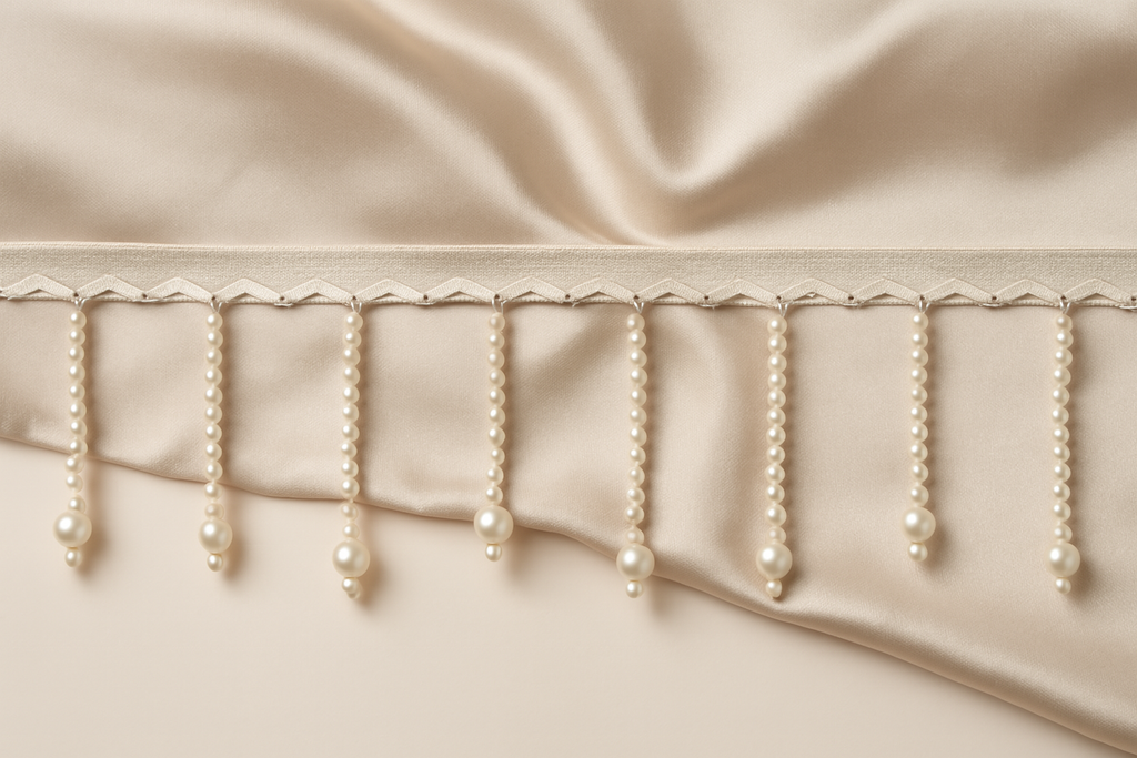Pearl Latkan Hanging Lace Border for Dupatta & Dress Decoration �1 Gaz (Approx. 1 Yard)