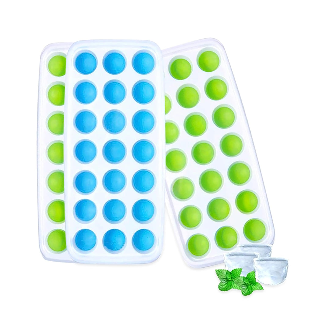 Ice Cube Trays For Freezer With Lid Pop Up Easy Release Flexible Silicone Bottom Durable And Convenient Ice Mold | Random Color