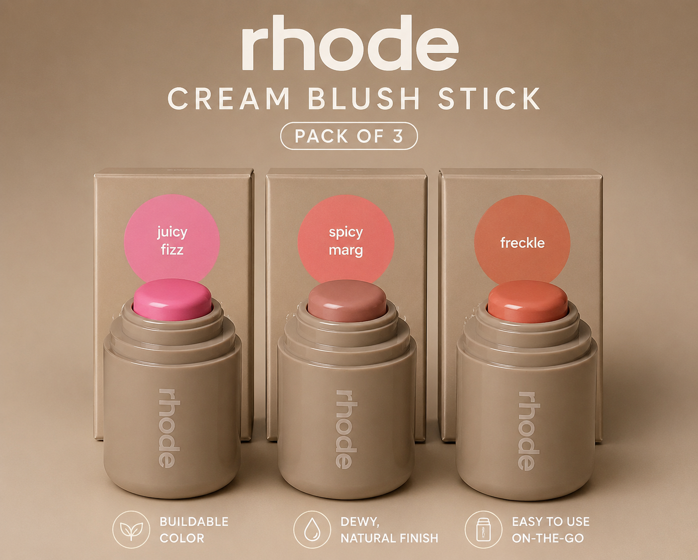 Rhode Cream Blush Stick Pack of 3