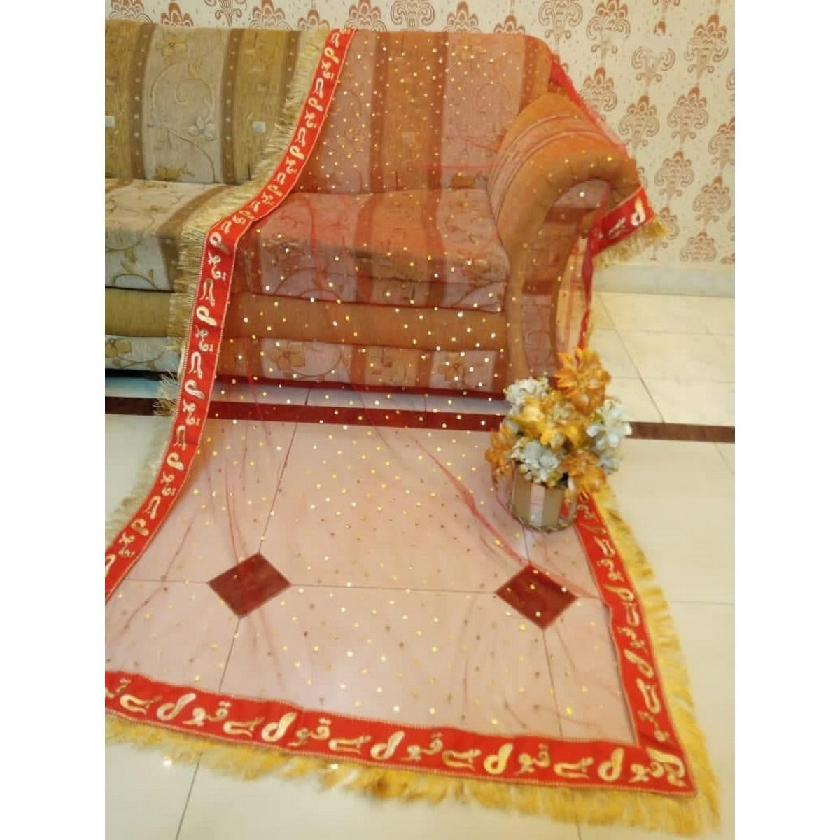 Nikkah Bridal Red Dupatta with Qabool Hai