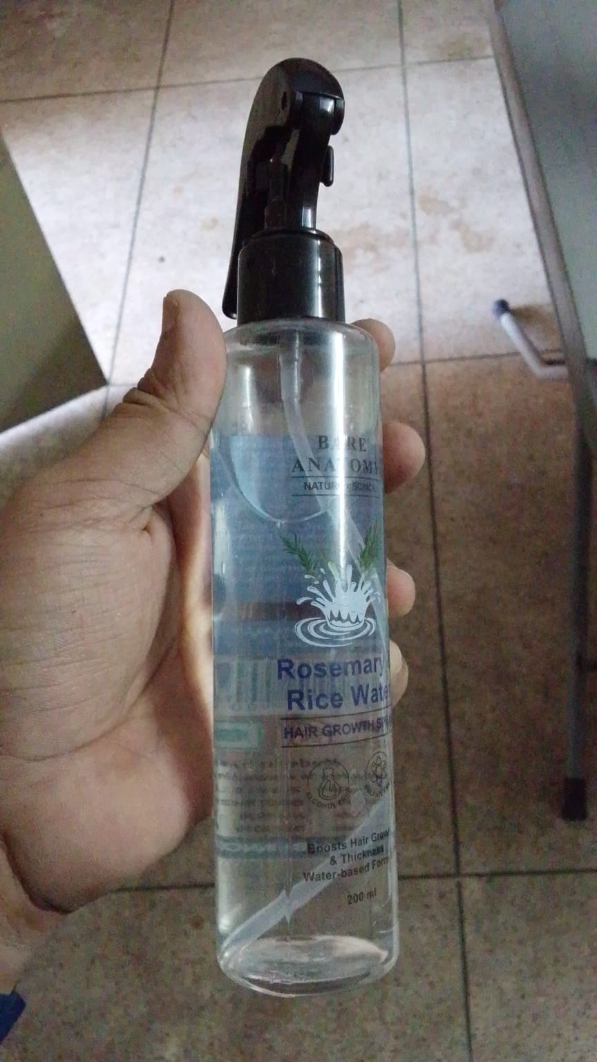 Bare Anatomy Rosemary Water Spray for Hair Growth & Thickness with Rice Water �200ml