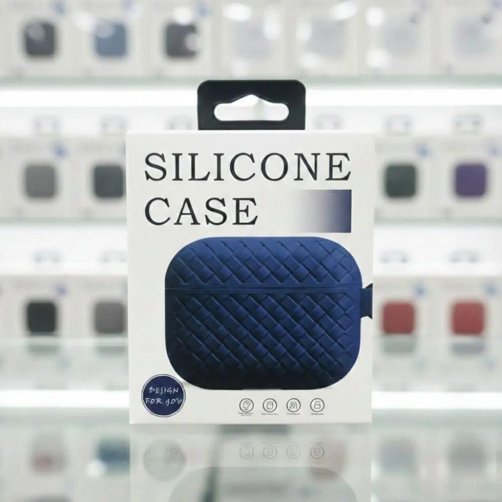 Shockproof Silicone AirPods Case - Textured Protective Skin with Keychain (Random colors)