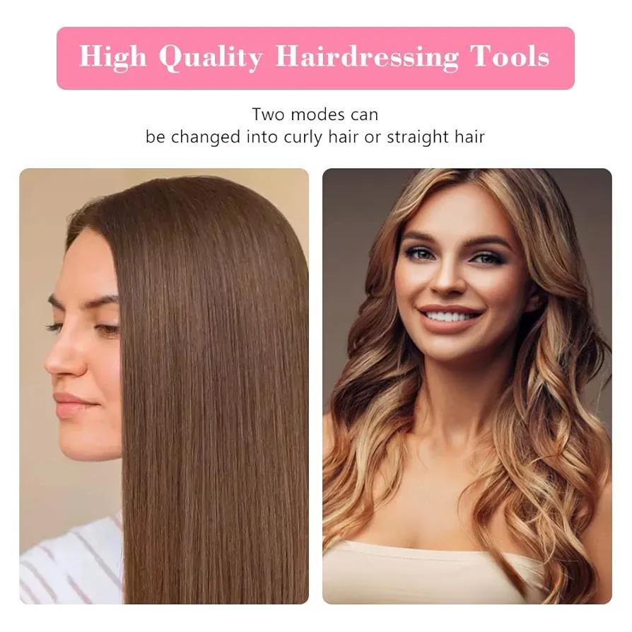2-in-1 Mini Hair Straightener & Curler �Portable Thermostatic Ceramic Flat Iron for Dry & Wet Hair Styling - Random Color