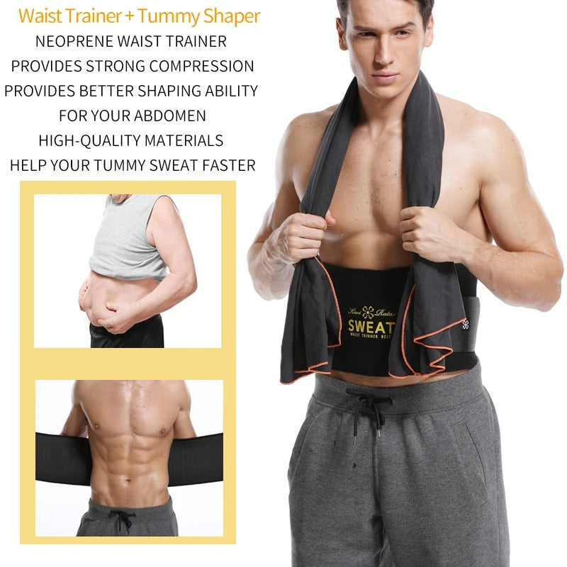 Men Waist Trainer Slimming Belt �Abdominal Sweat Body Shaper Girdle for Weight Loss Support
