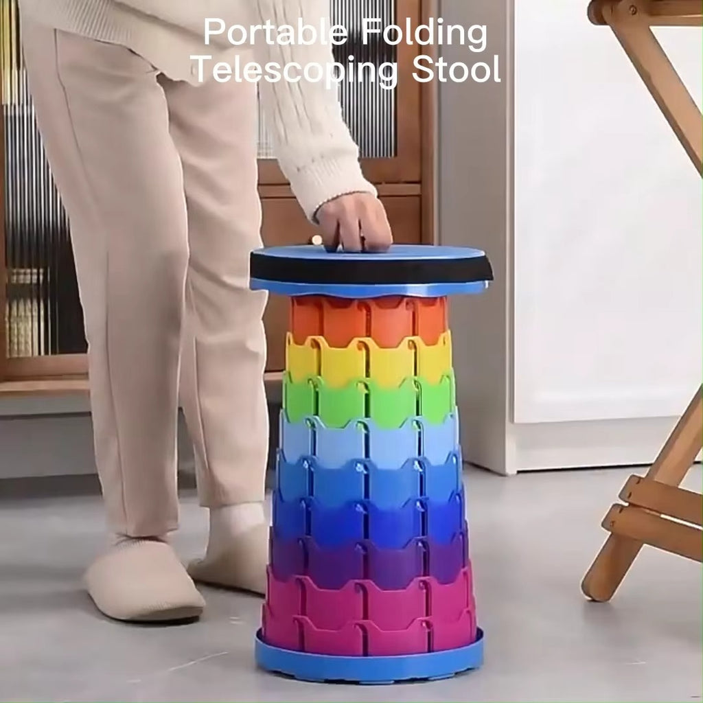 Portable Telescoping Stool, Folding Stool Lightweight &amp; Sturdy, Retractable Telescopic Stool For Gardening, Camping, Travel, Fishing, Hiking And Bbq(Multi Color)