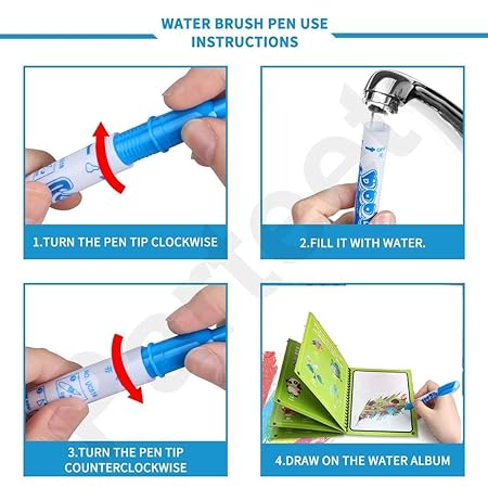 Magical Drawing Books With Pen, Water Reveal Activity Book For Kid  (random Design Books)