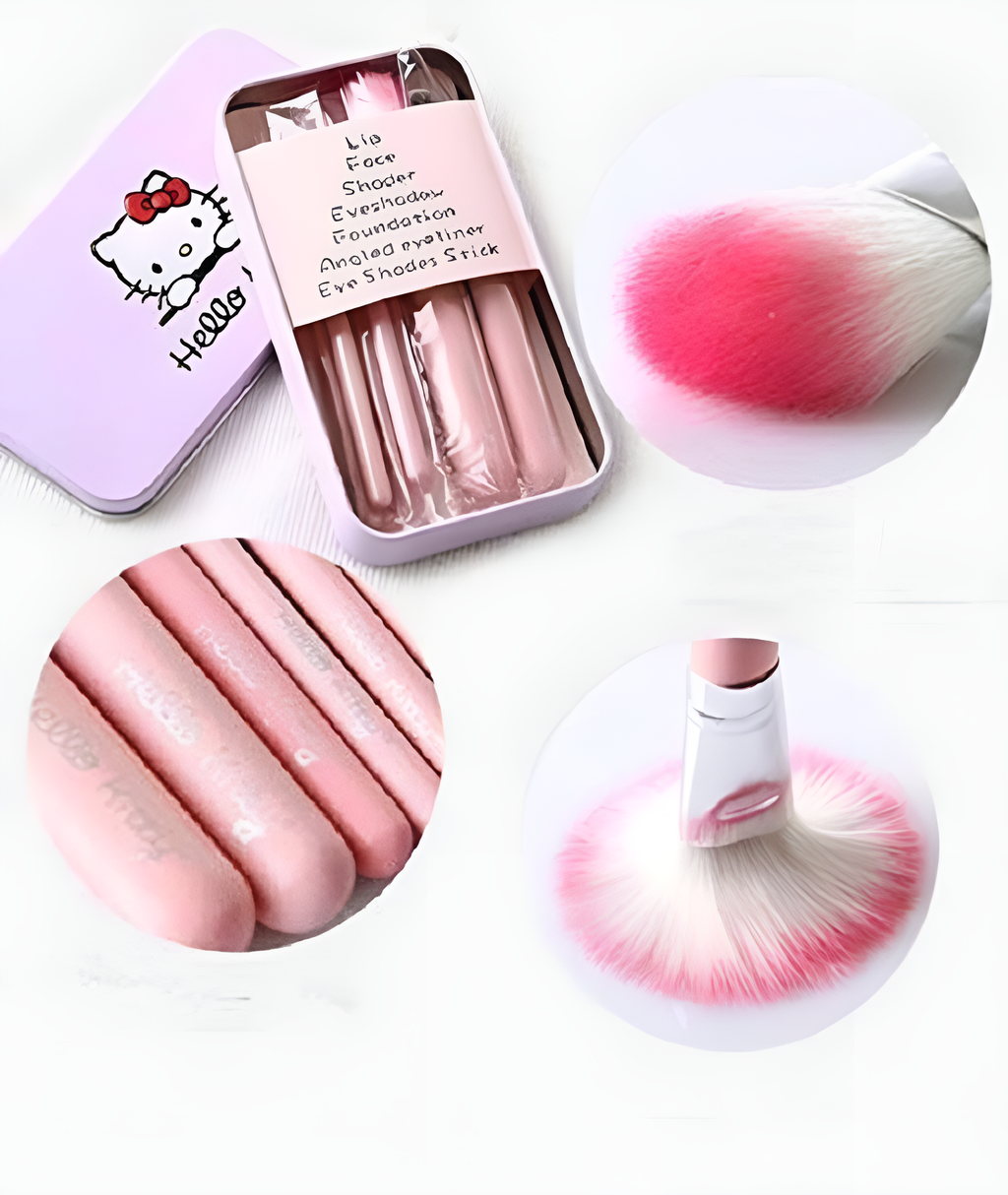 07 PCs Kitty Style Brushes  Makeup Brush Set | Complete Brush Kit for Professional and Beginner (Pink Color)