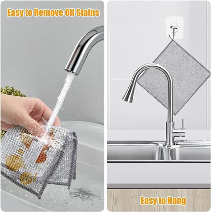 Durable Wire Dish Washing Cleaning Cloth �Heavy-Duty Scrubbing Rugs for Kitchen Dishes, Utensils &amp; Cookware - Pack Of 10