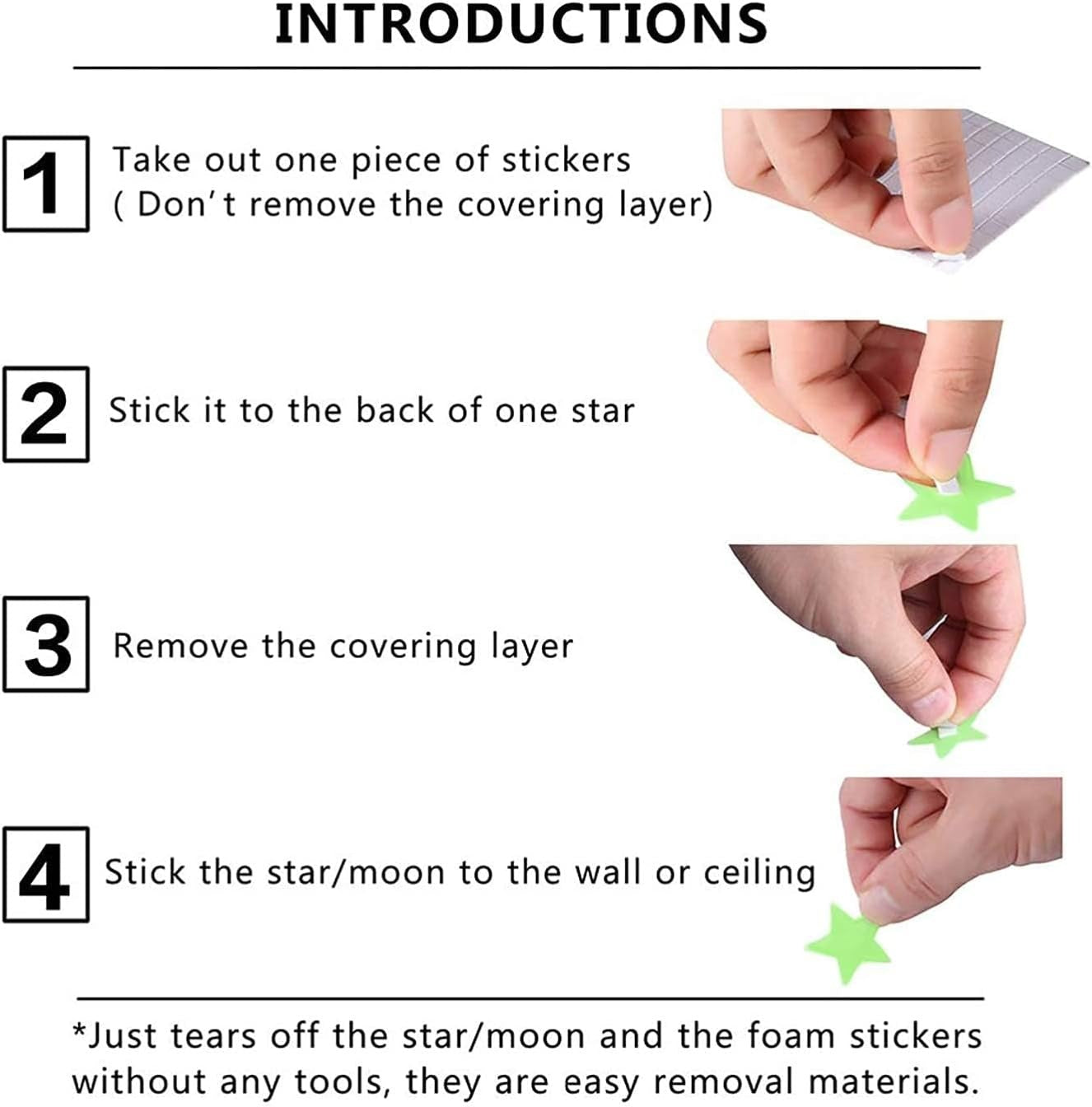 Pack of 100 �3D Glowing Stars for Ceiling and Wall Decoration �Luminous Night Sky Stickers for Kids�Rooms, Bedrooms, and Nurseries �Glow-in-the-Dark Wall Decals with Adhesive