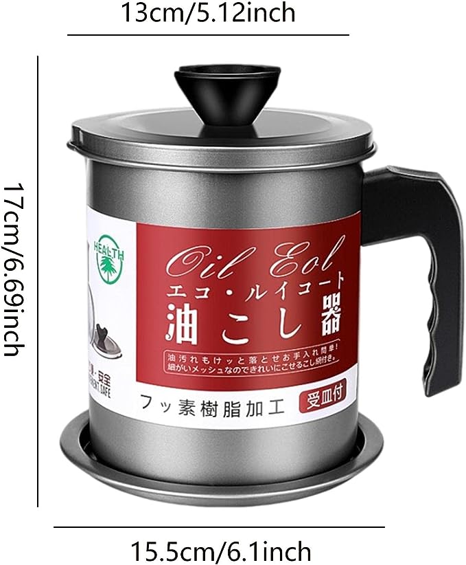 Oil Fryer Cookerwith Stainless Steel Fine Mesh with Lid Food Grade Iron Cooking Oil Filter Machine with Handle for Kitchen